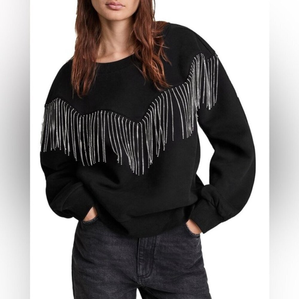 ❌❌SOLD❌❌ALL SAINTS black sweatshirt with chain details western large